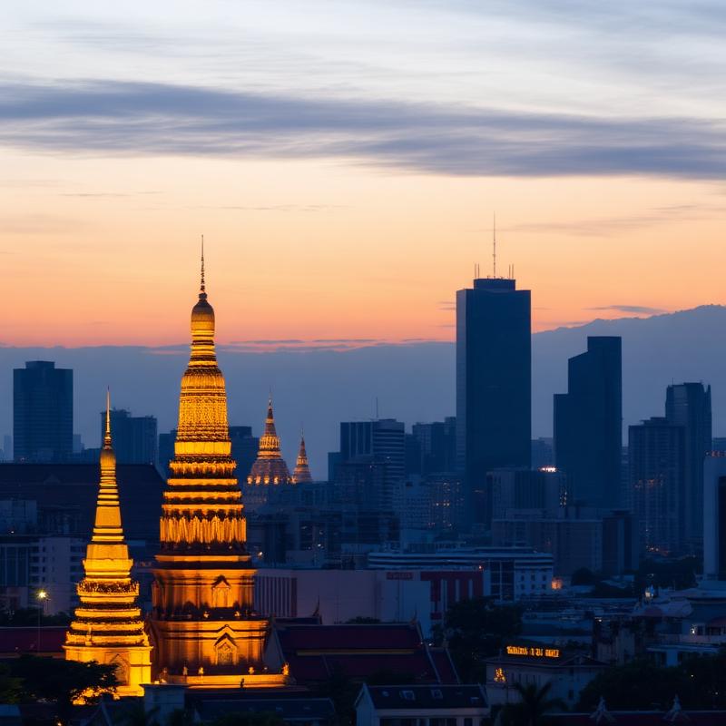 Bangkok skyline with golden temples
