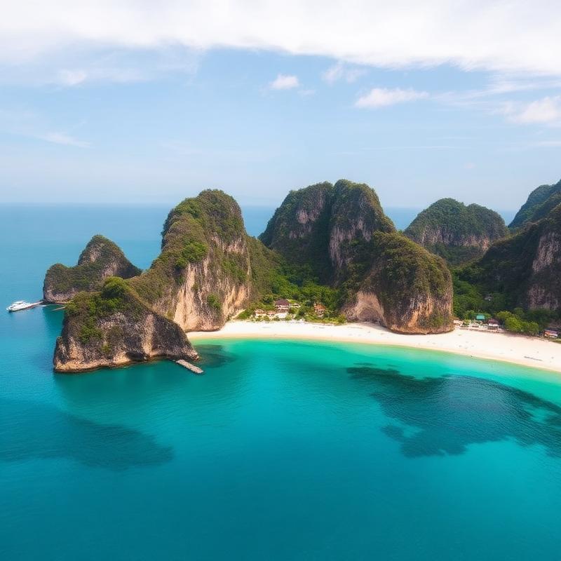 Phuket turquoise beach with limestone karsts
