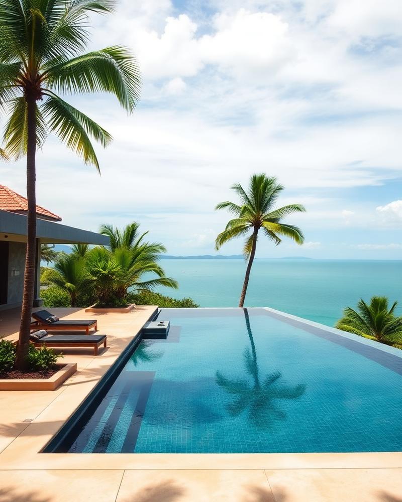 Tropical villa with infinity pool overlooking the Andaman Sea